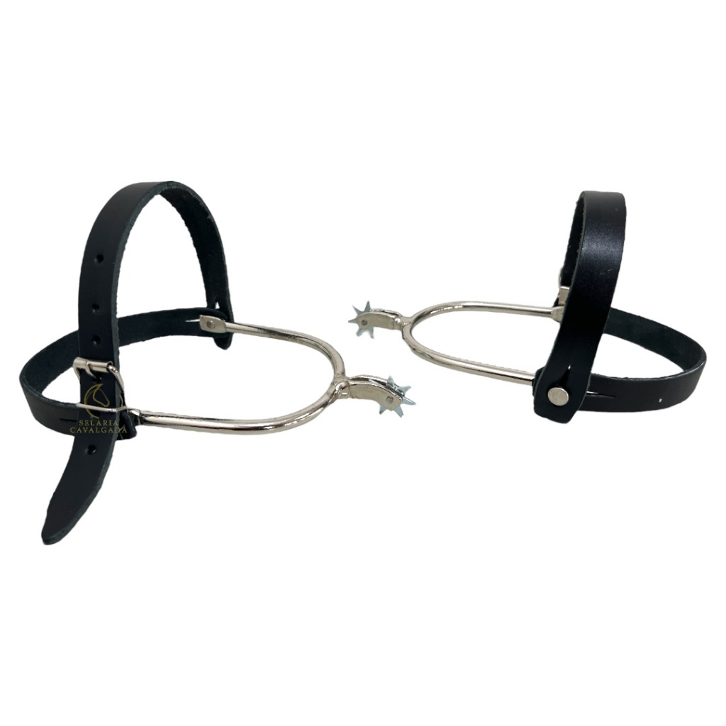 Espora 7 Bicos Cowboy Country Com Correias De Couro E Regulagem