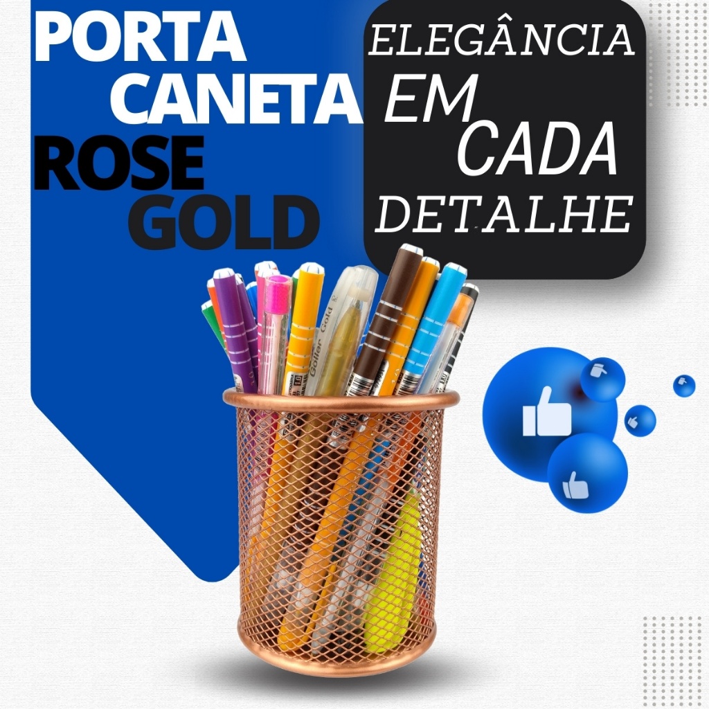Porta Lapis Aramado Redondo Rose Gold 10cm