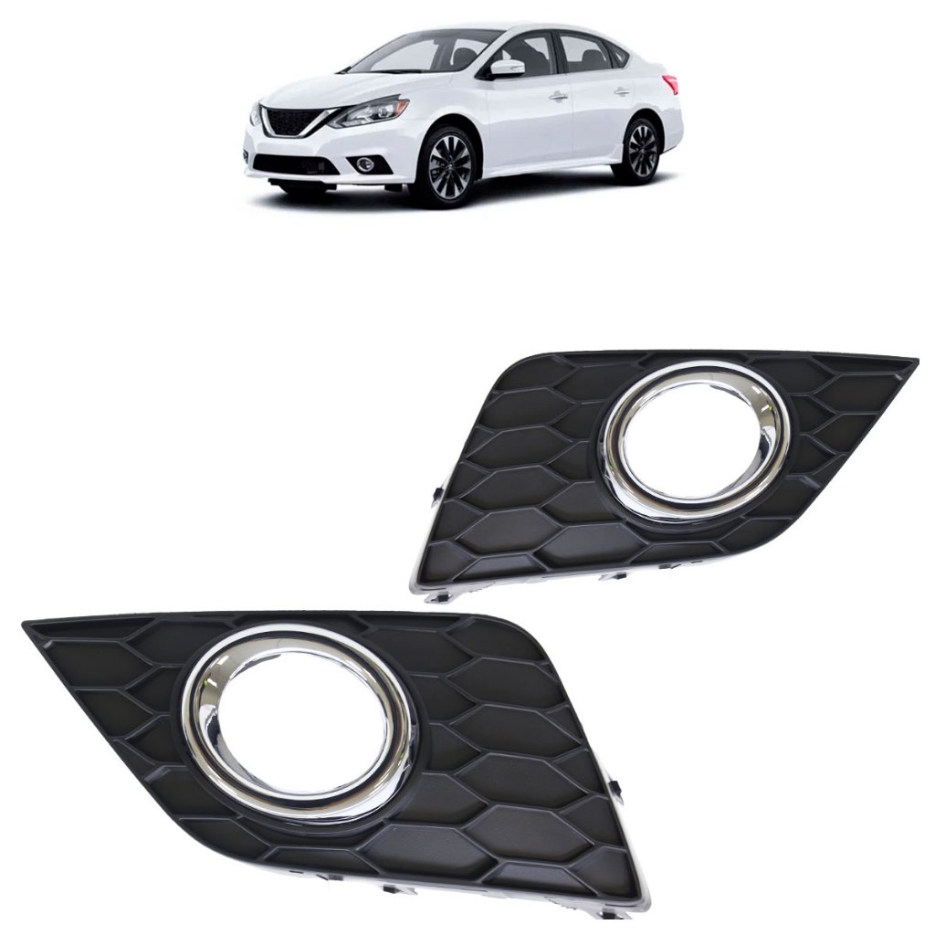 Moldura Grade do Milha Sentra 2017 2018 2019 2020 Preto Aro Cromado Texturizado em Oferta na Shopee