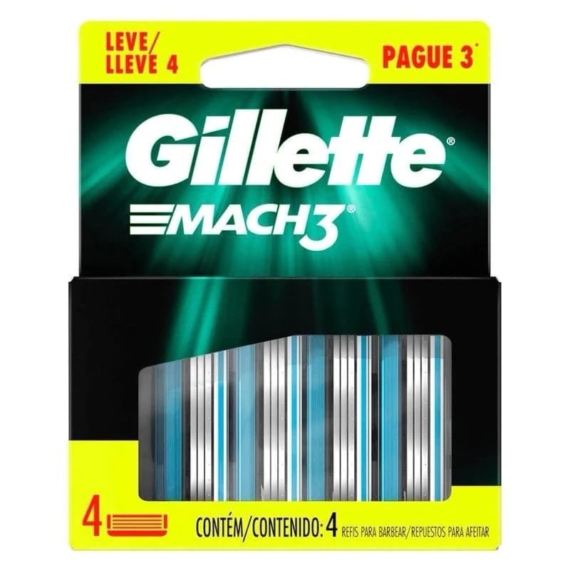 Gillette Mach3 Refil Dê Lâminas Com 4 Com 8 Com 16 Cartuchos em Oferta na Shopee