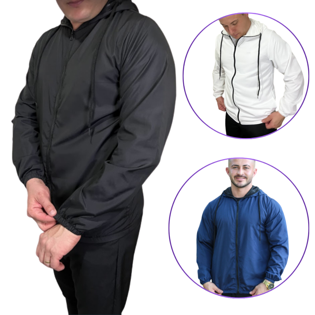 Jaqueta Corta Vento Masculina Aspen  Impermeável Com Zíper Com Capuz Forrado