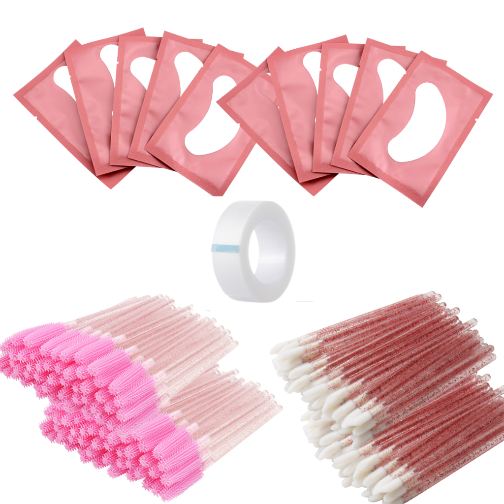 Kit 50 Pads / 50 Escovinhas / 50 Aplicadores / 1 Fita Transpore em Oferta na Shopee