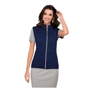 Colete Inverno Azul feminino colete de Ziper Colete Almofadado Colete feminino P de ziper