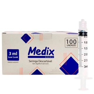 Seringa Descartável Bico Luer Lock 3ml S/ Agulha Medix 100un em Oferta na Shopee