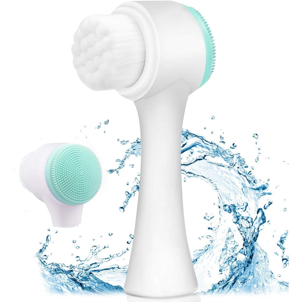 Escova de limpeza facial, 2 em 1, limpeza profunda da pele, silicone de queratina manual, massagem super macia para cuidados com o rosto
