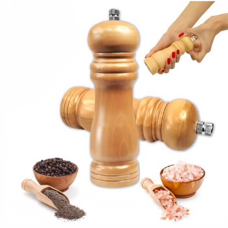 Moedor De Sal Pimenta Especiarias Em Madeira Premium 17cm