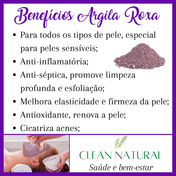1Kg Argila - Clean Natural - Várias Cores: Verde| Branca| Roxa| Rosa| Preta| Amarela| Marrom| Vermelha| Cinza| Dolomita