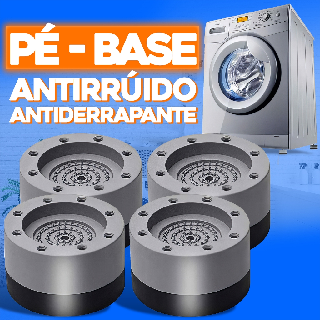 Kit 4 Suporte Anti Vibração Almofada Pé Nivelador Sapata Amortecedor de Borracha Pezinho Máquina de Lavar Móveis Anti-Ruído