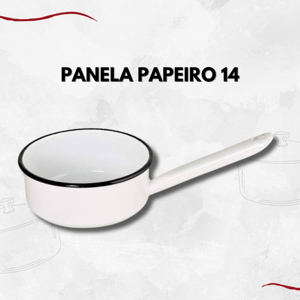 Panela Papeiro Esmaltada Ágata 14 800ml Ewel Branca sem bico
