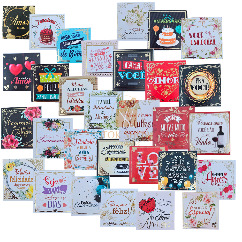 Cartão de Felicitações 6,3 x 6,3cm com envelope - Kit com 30 unidades em Oferta na Shopee