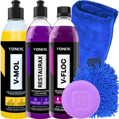 Kit Lavagem Automotiva Shampoo V-Floc V-Mol Restaurax Vonixx