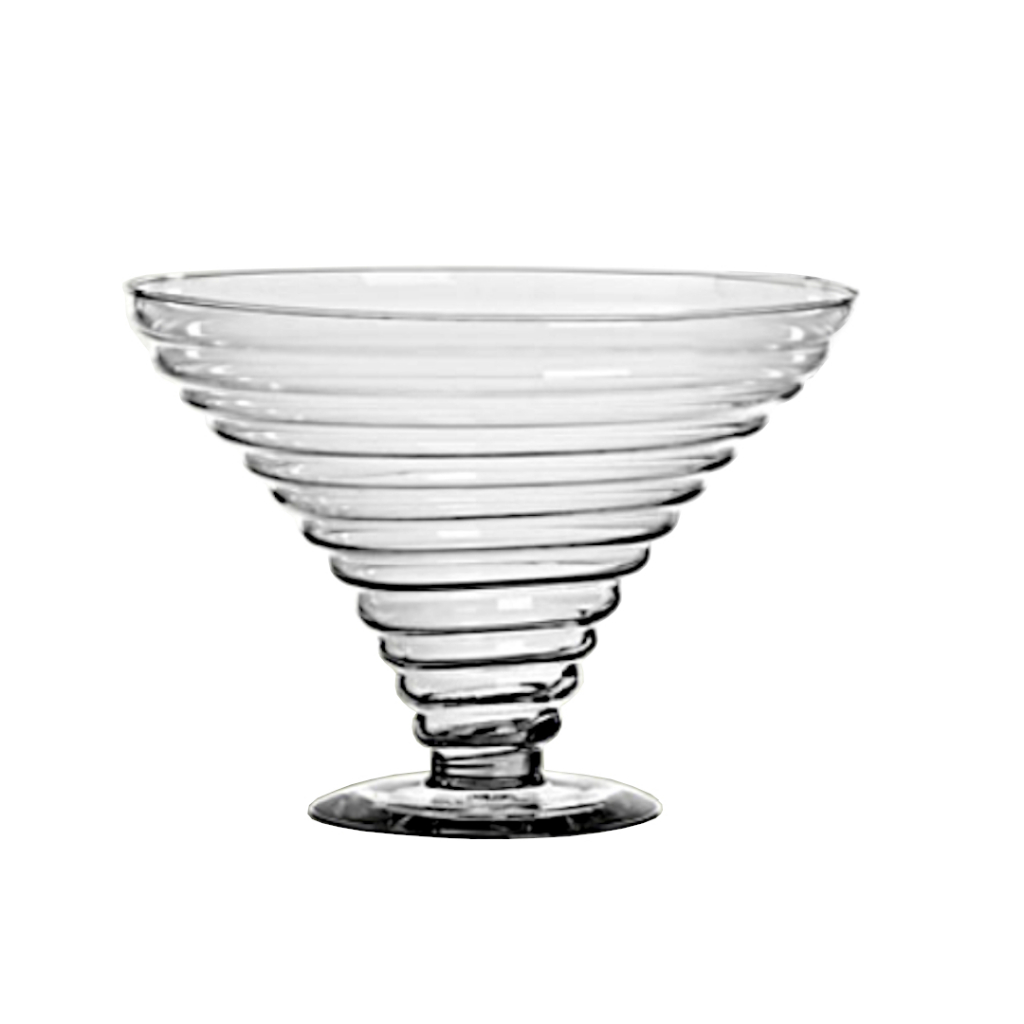 Vaso Taça Versalhes Média Ø20x20cm Espiral Vidro Transparente 1,6 Litros Para Decoração Bombom Sobremesa Enfeites Mesa Sala Festas Casamentos Buffet