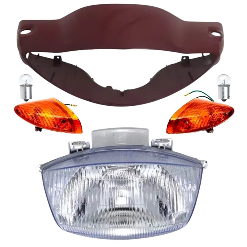 Carenagem Farol, Bloco Óptico, Piscas, Biz 100 Vermelho 04 Á 05