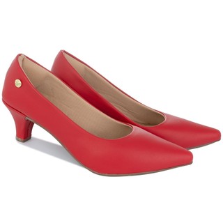 Sapato Feminino Scarpin Salto Baixo Fosco Elegante Confortável Bico fino Acabamento Fosco