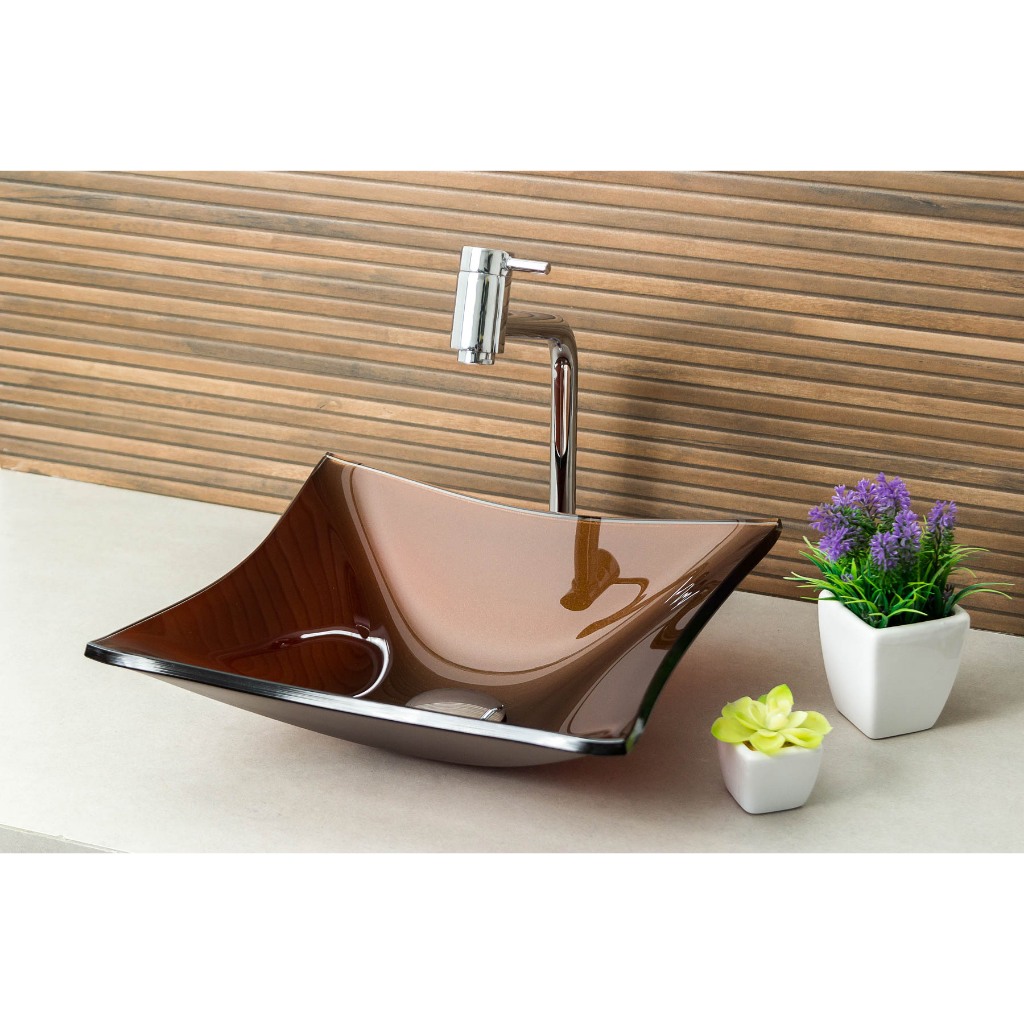 CONJUNTO LOPAZZI BANHEIRO CUBA QUADRADA 30CM RT 30 + TORNEIRA LINK + VÁLVULA CLICK INOX