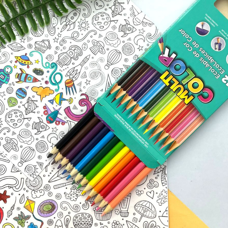 Lapis de Cor Multicolor 12 Cores Volta as Aulas em Oferta na Shopee