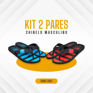 Kit de Chinelo Masculino com 2 pares Leve Tira Larga