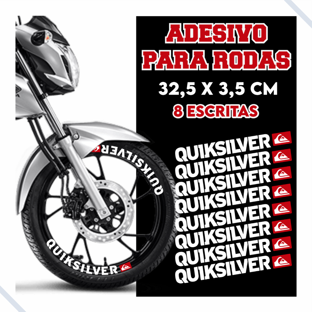 Adesivo Quik Silver Para Aro Moto Roda Liga Leve Kit 8 Unidades Prova D'Água