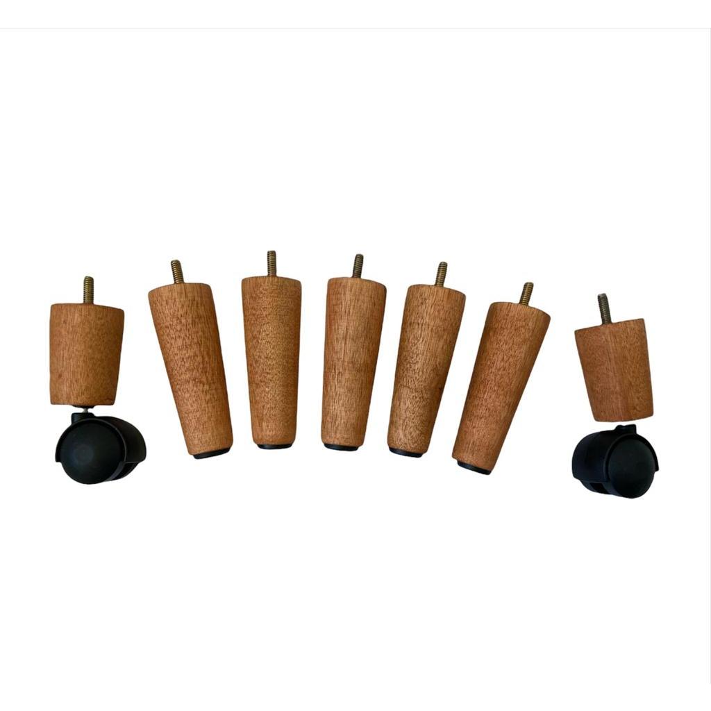 Kit de Pé Para Cama Box c/06 Unidades ( Kit 4 x 2 Com Rodízio ) + Bucha