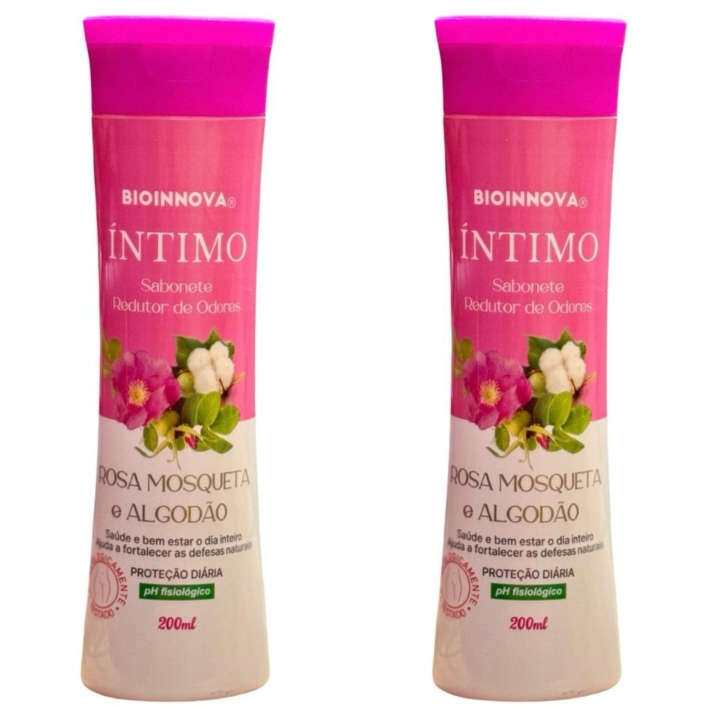 2x Sabonete Íntimo Rosa Mosqueta e Algodão - Redutor de Odores  - Ajuda a Fortalecer as Defesas Naturais - 200ml (cada)
