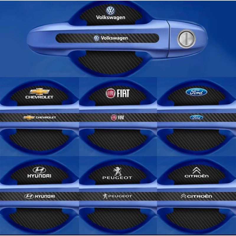 Kit 8 Peças Adesivo Protetor Maçaneta de Porta Efeito Fibra de Carbono Carro Anti Arranhões em Oferta na Shopee