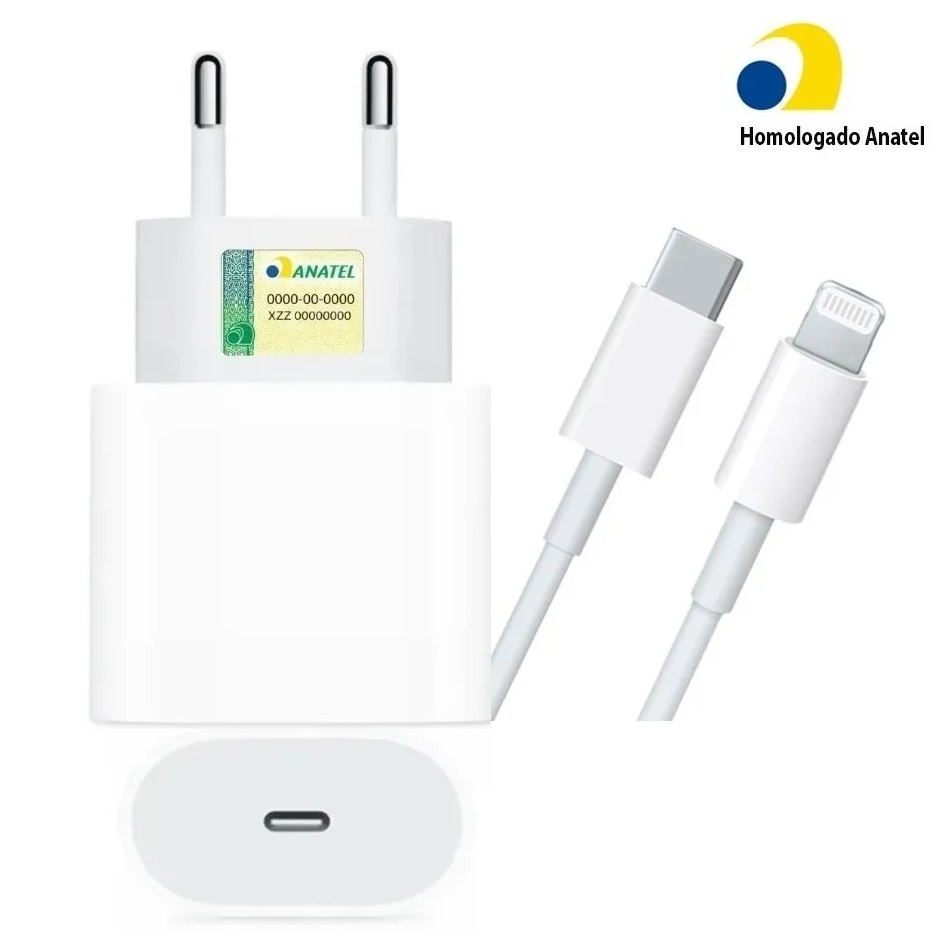 Carregador de Iphone Original Turbo iPhone 11 12 13 14 Xr Xs 20w Usb C Lacrado