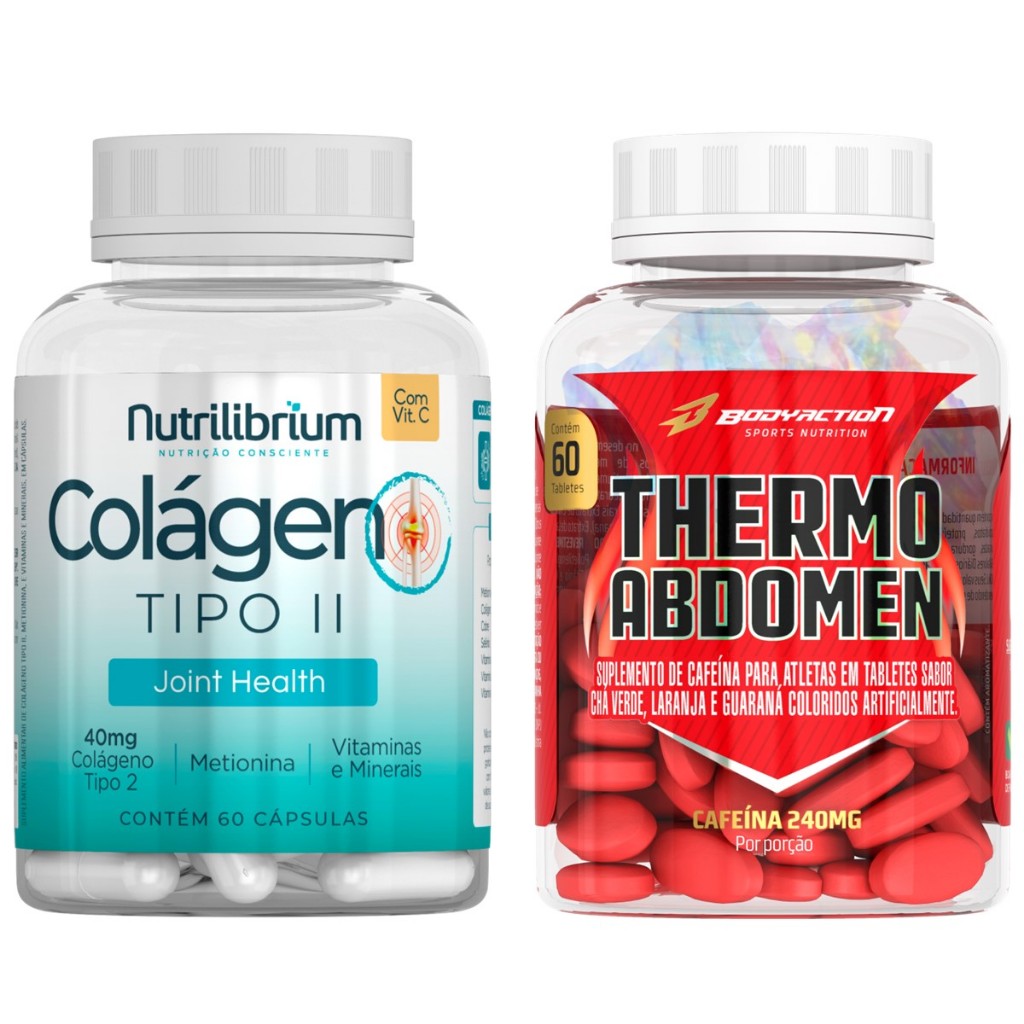 Colágeno Tipo 2 Premium 60 Caps 40mg + Thermo Abdomen 60 Comp Bodyaction