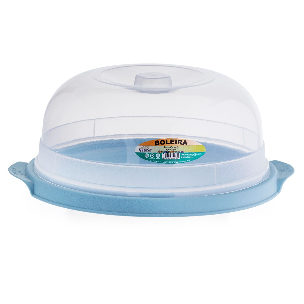 Boleira Azul com Tampa Transparente Multiuso BPA FREE