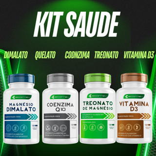 Kit Magnesio Dimalato + Treonato + Vit. D3 + Coenzima Q10 Ubiquinol 500mg 480Cáps Ecomev