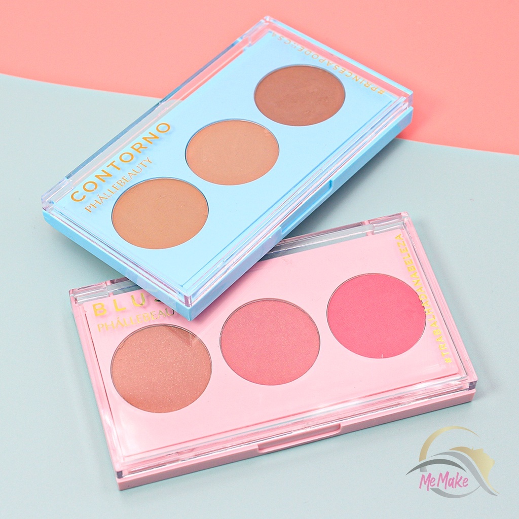 Paleta de blush e Contorno Paleta de maquiagem 3 cores cosmeticos PhálleBeauty em Oferta na Shopee