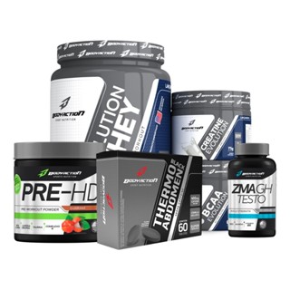 Kit Whey Creatina Bcaa + Pre Treino Hd + Thermo Abdomen + Zma Bodyaction