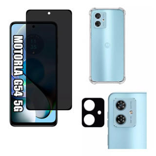 KIT Para Motorola Moto G54 6.5 | Película de Privacidade 3D - Capa Capinha Anti Impacto - Película da Câmera 3D