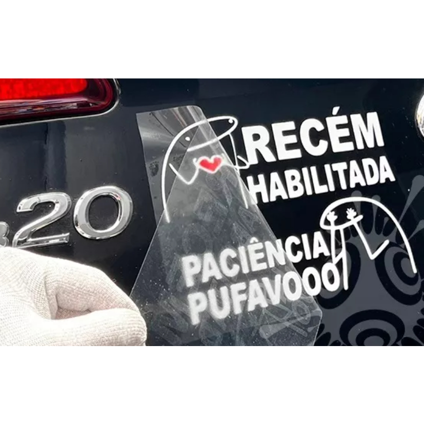 Adesivo Recém Habilitada Paciência Recortado Premium Pufavô Carro Caminhonete em Oferta na Shopee
