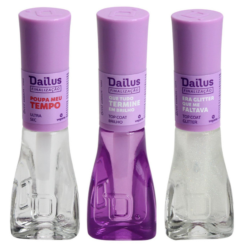 DAILUS: Kit com 3 Esmaltes Top Coats para Finalização em Oferta na Shopee