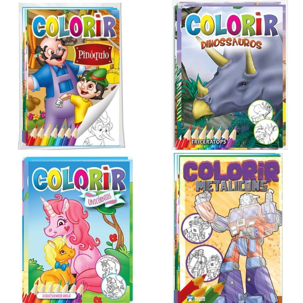 KIT COM 32 LIVROS PARA COLORIR