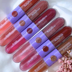 Gloss e Batom Líquido Duo Mood Ruby Rose HB F5692 2 em 1 Maquiagem Lábios