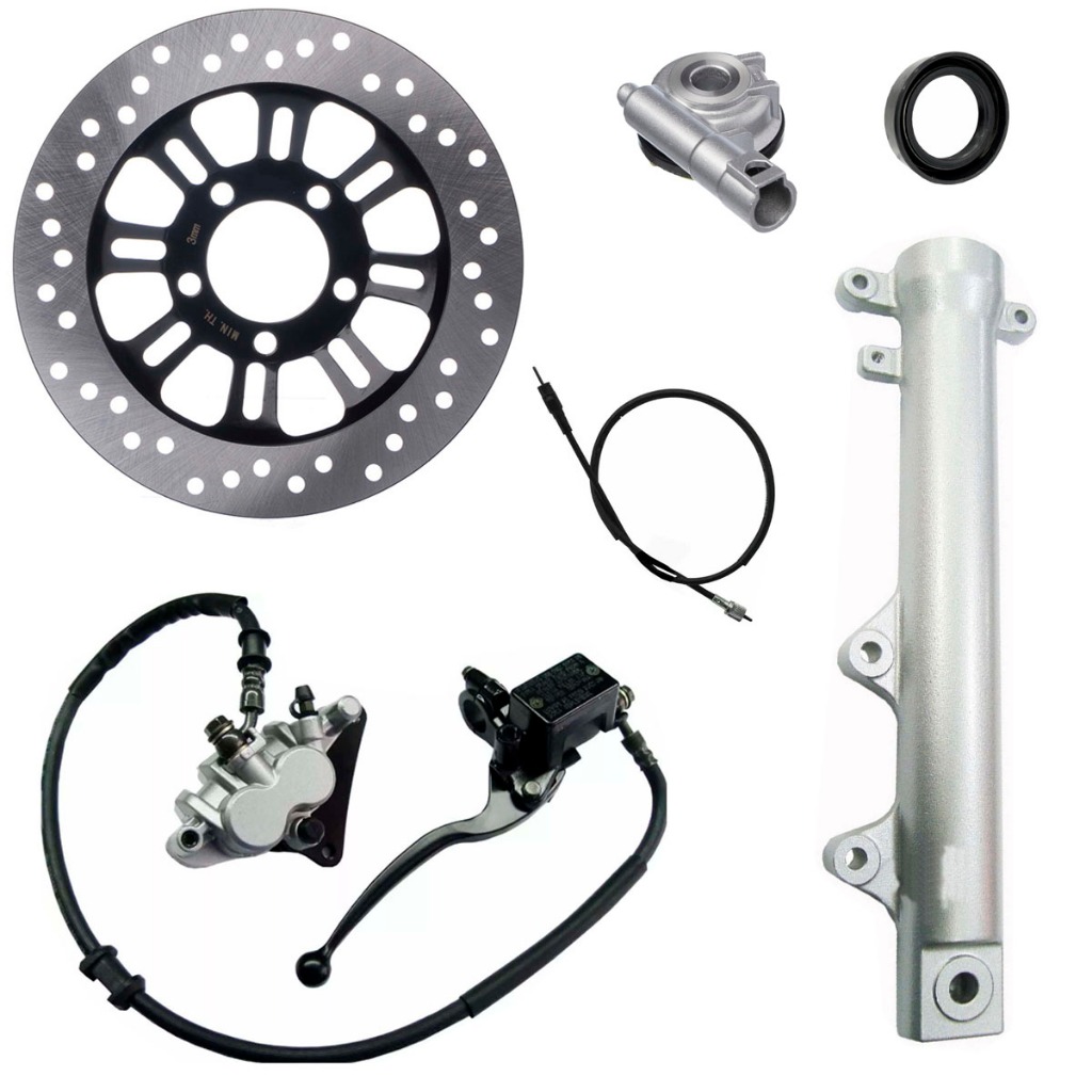 Kit Sistema Freio Disco Dianteiro Cg Titan Fan 150 Mix 09/13 Burrinho Pinça Canela Cabo Caracol