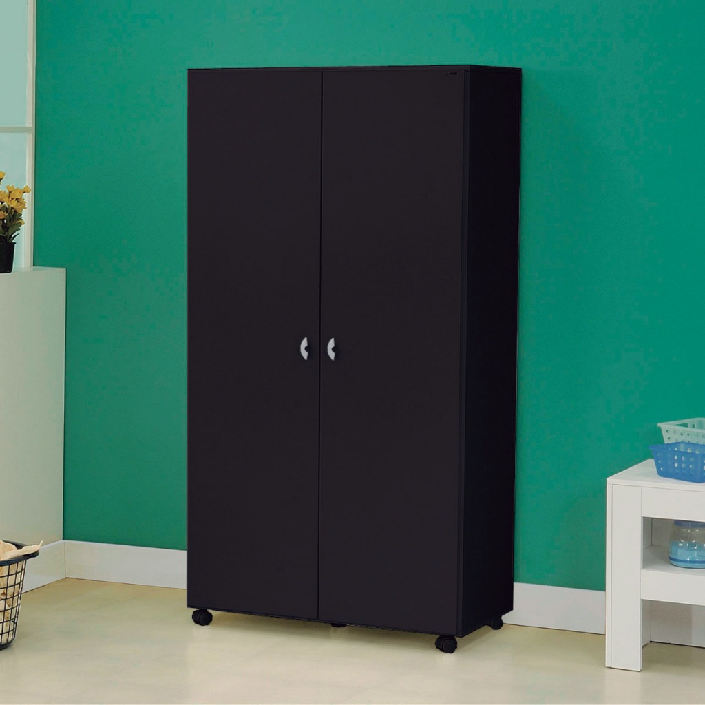 Armário Multiuso Ditália 2 Portas com Rodízios AR-70 Preto - Home & Living