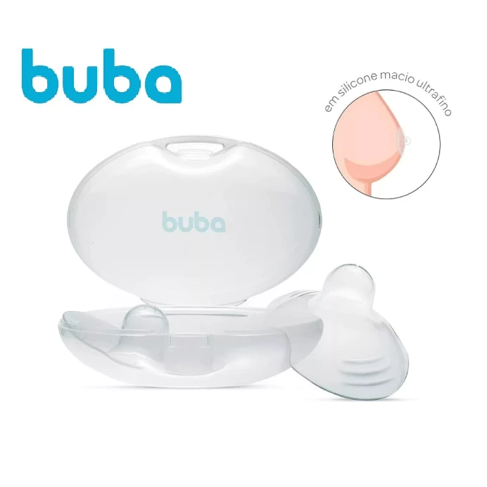 Protetor de Seios com Estojo - Bico Silicone Para Amamentação com 2 Unidades Buba