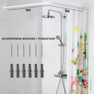 Suporte ALUMINIO Box Porta Cortina Banheiro Varão Tubo Parede Curvo em Oferta na Shopee