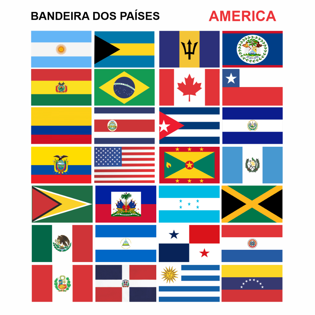 Adesivo - Bandeira_Países - 6 cm - AMERICA 2 - HAITI, JAMAICA, PERU, URUGUAI