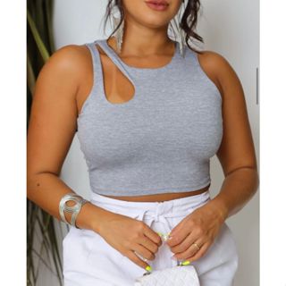 Cropped feminino regata gota cavado lisos e estampados Alça larga suplex varias cores
