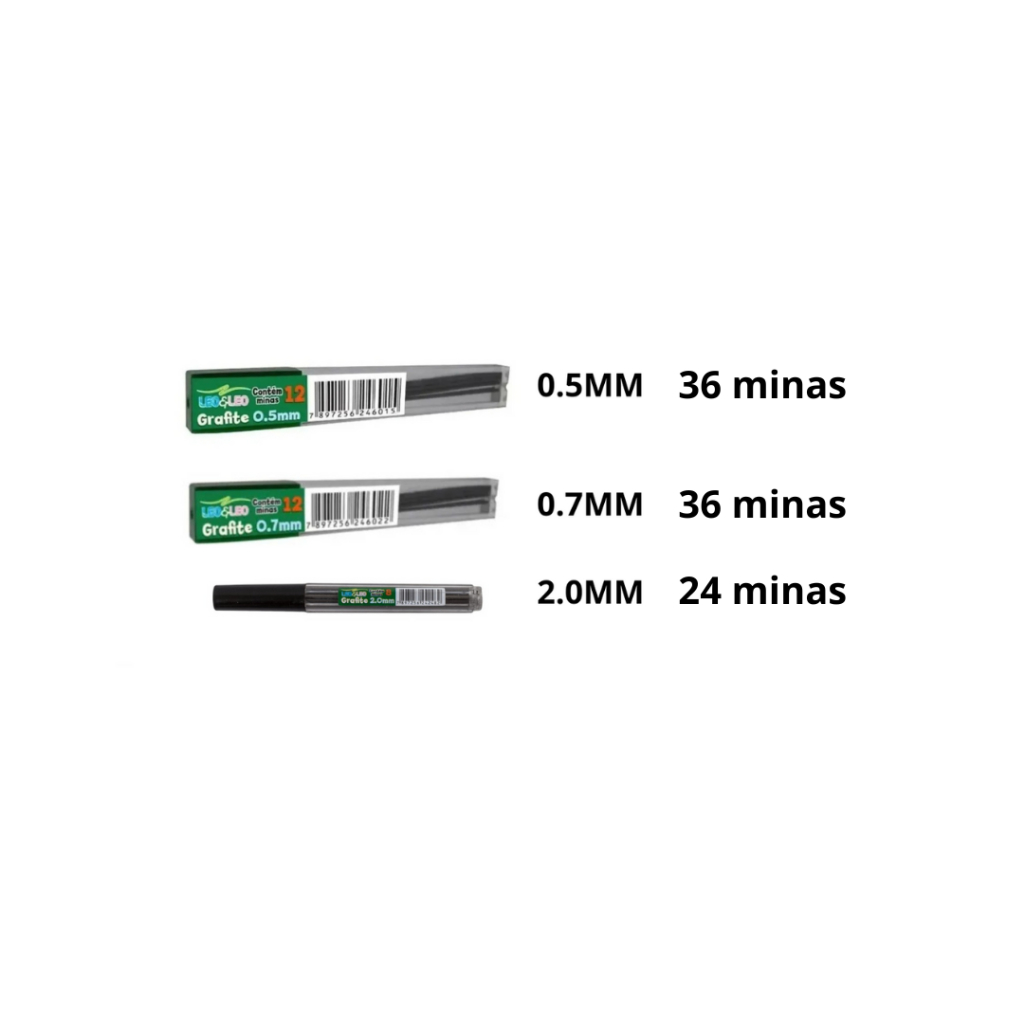 Grafite Escolar para Lapiseiras 0.5  0.7 2.0 com 16 unidades, 24 unidades ou 36 unidades em Oferta na Shopee