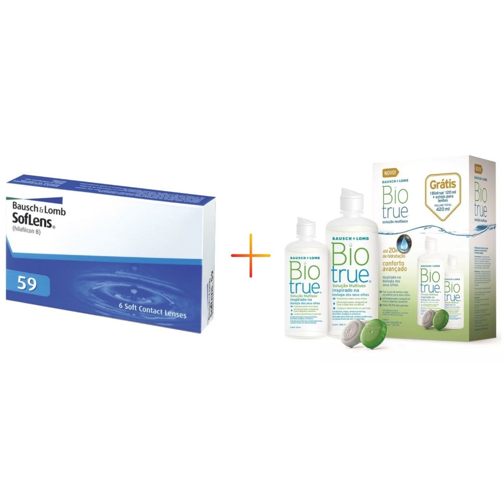 1 Caixa de Lente de Contato SofLens® 59 + Solução de Limpeza Kit Biotrue®
