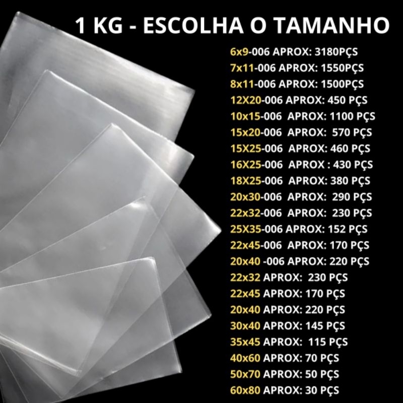 1kg Embalagem Plástica PP Brilhante Transparente Cristal Saquinho Transparente para roupas, presentes, cestas em Oferta na Shopee