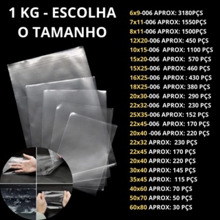 1 Kg Saco Plástico Transparente Brilhoso  PP Várias Medidas 006 em Oferta na Shopee