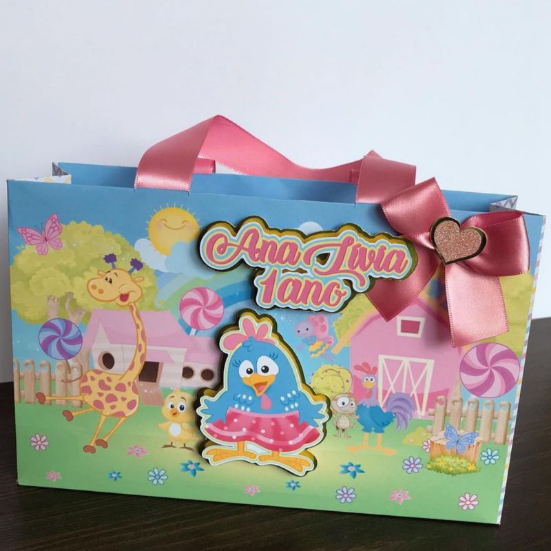 Sacolinha personalizada Galinha Pintadinha - Sacolinha surpresa - Lembrancinhas - Kit Festa - Aniversário Festa infantil