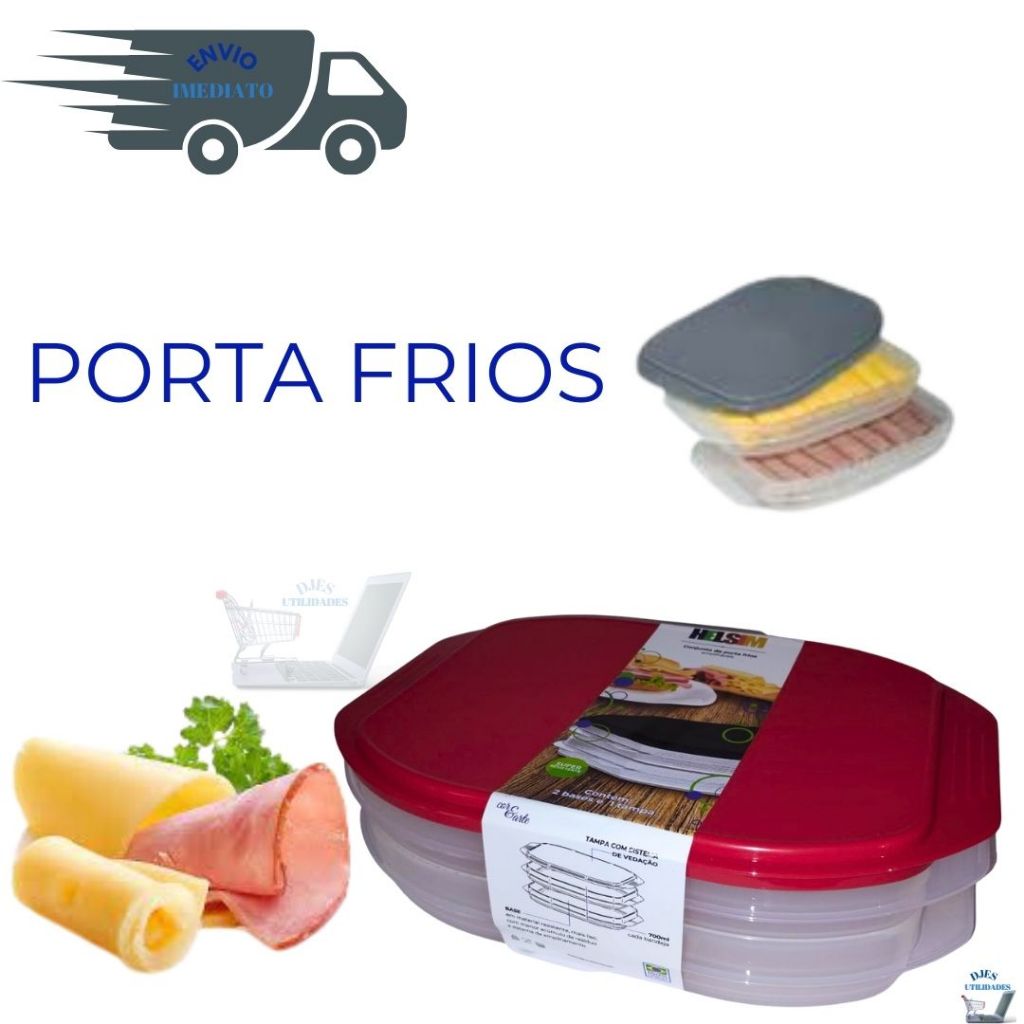 Conjunto de Porta Frios Empilhaveis Super Resistente Tampa com Vedação Branco Polipropileno Tipo Acrilico Guarda Frios Retangular 1400 ml Helsim