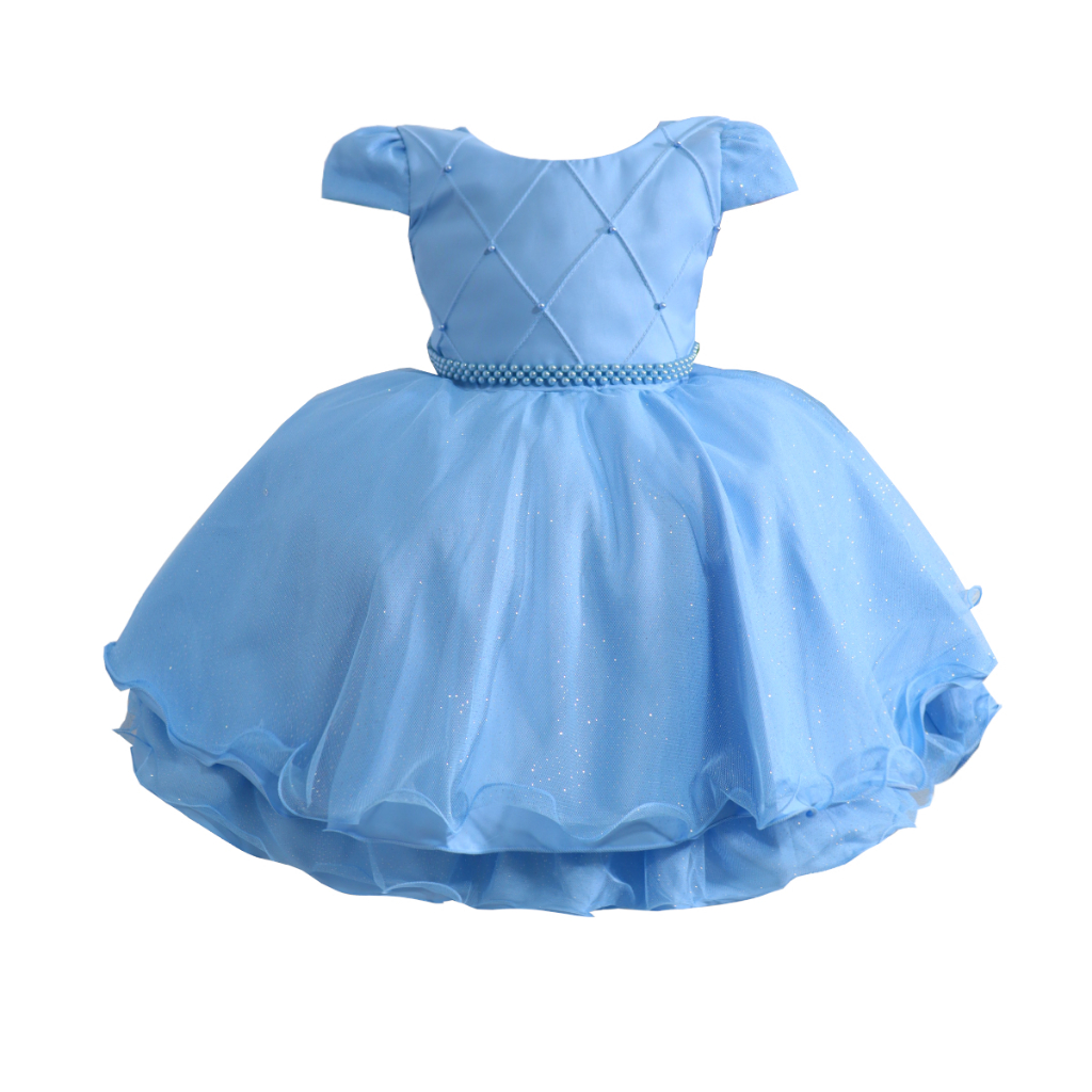 Vestido Infantil Azul ClaroTema Cinderela Frozen Alice Festa Daminha Luxo em Oferta na Shopee