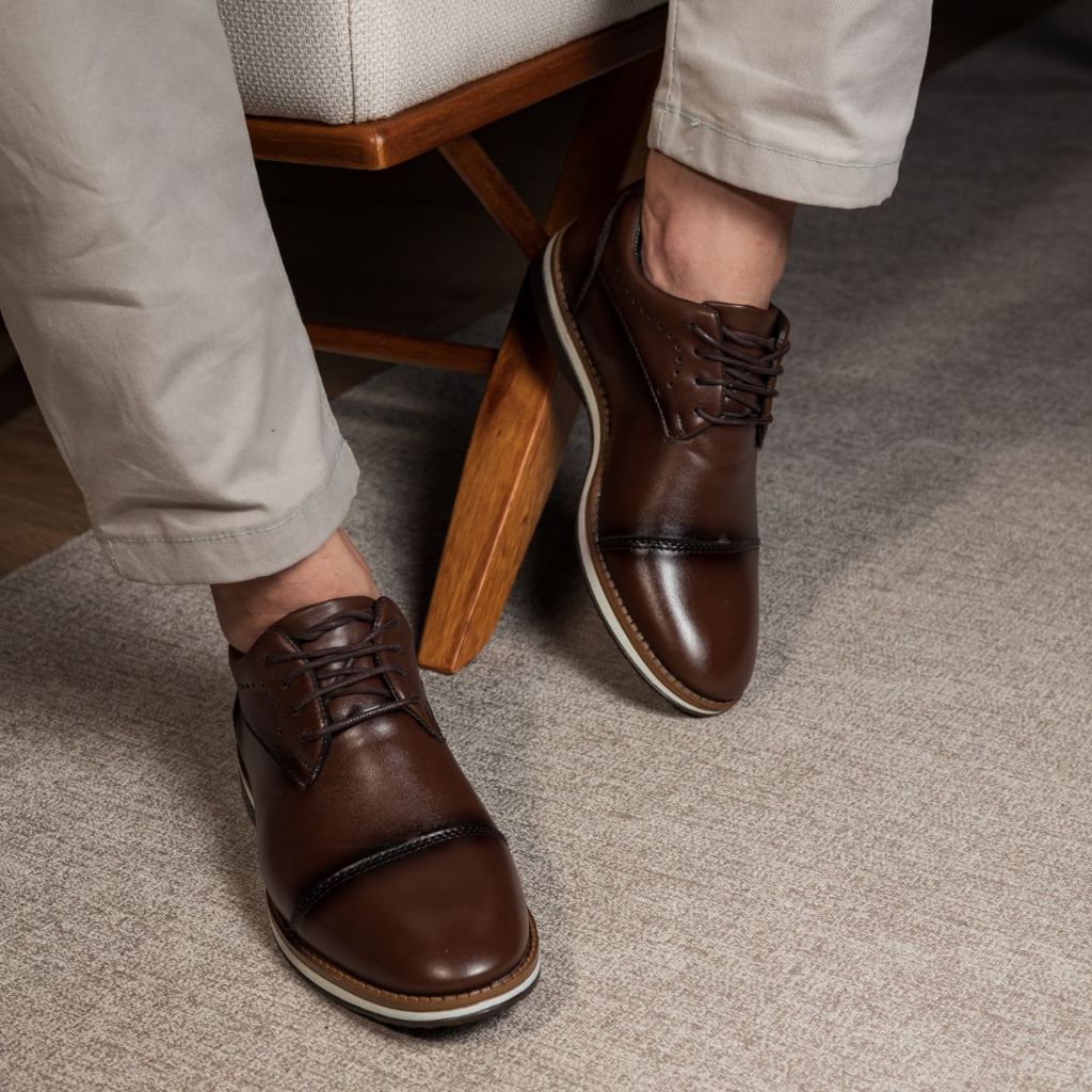 Sapato Masculino Oxford Santiago Confortável Sapato Masculino Social Brogue Moderno Casamento Igreja